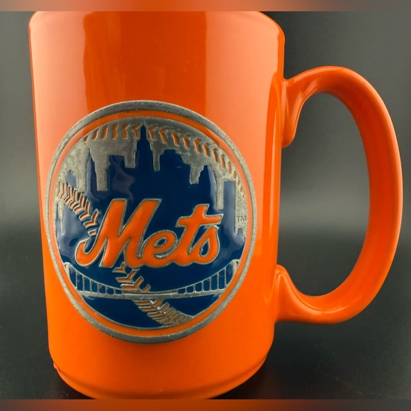 MLB Other - MLB NY Mets 12oz ceramic mug. Orange and Blue w/ a metal etched logo.